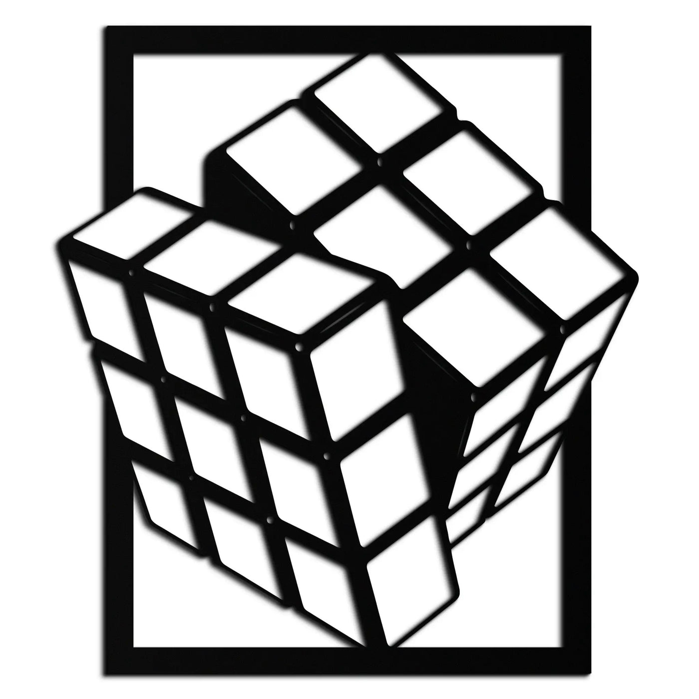 Geometric Rubik’s Cube Metal Wall Art – Modern Puzzle Enthusiast Decor - KAF197 by Enova Art
