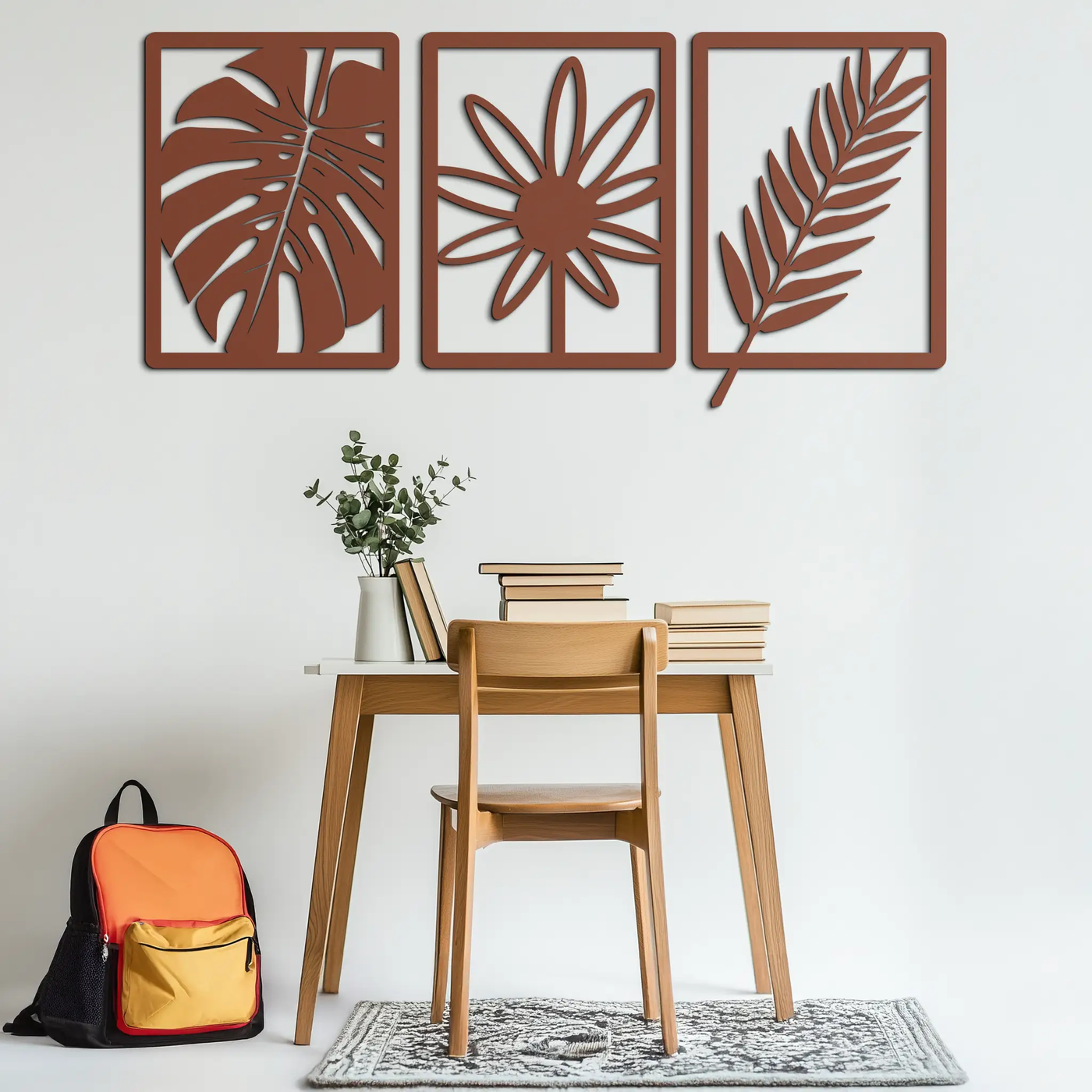 Botanical Metal Wall Art Set - Nature-Inspired Minimalist Decor - KAF198 by Enova Art