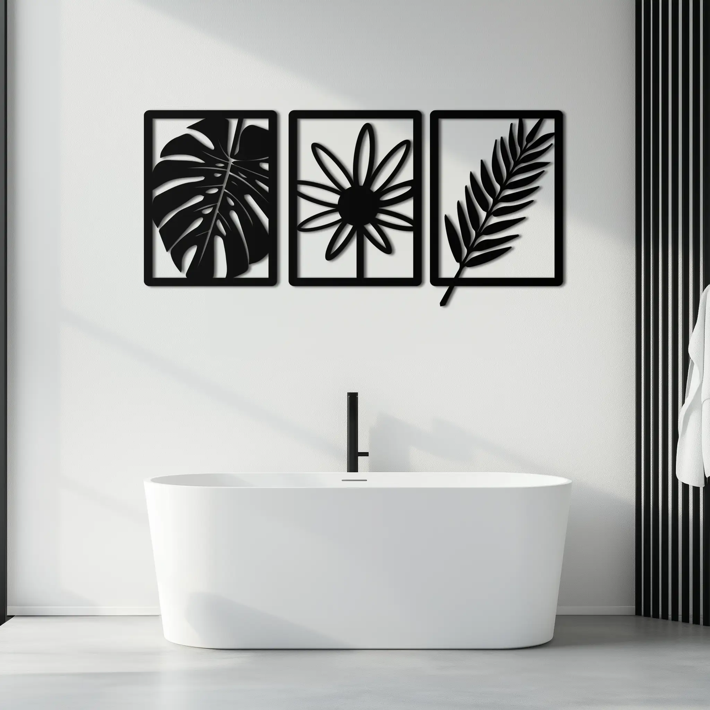 Botanical Metal Wall Art Set - Nature-Inspired Minimalist Decor - KAF198 by Enova Art