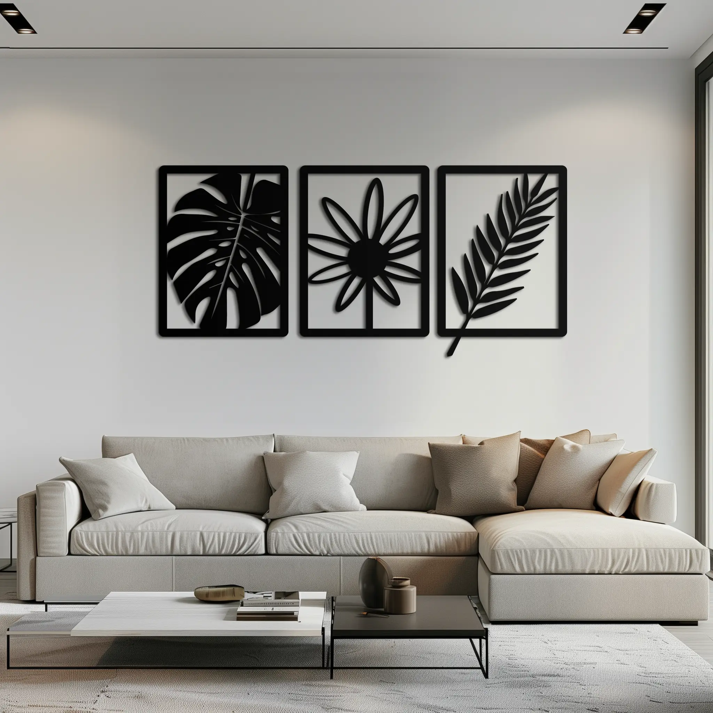 Botanical Metal Wall Art Set - Nature-Inspired Minimalist Decor - KAF198 by Enova Art
