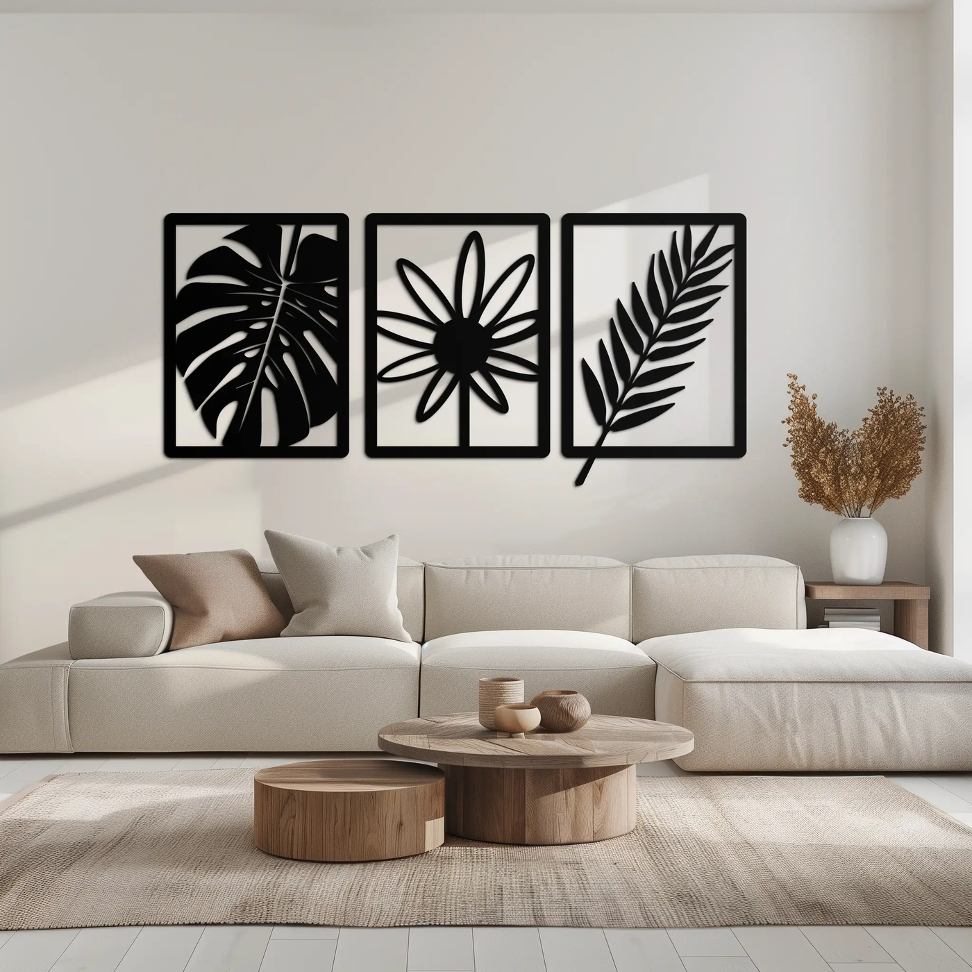 Botanical Metal Wall Art Set - Nature-Inspired Minimalist Decor - KAF198 by Enova Art