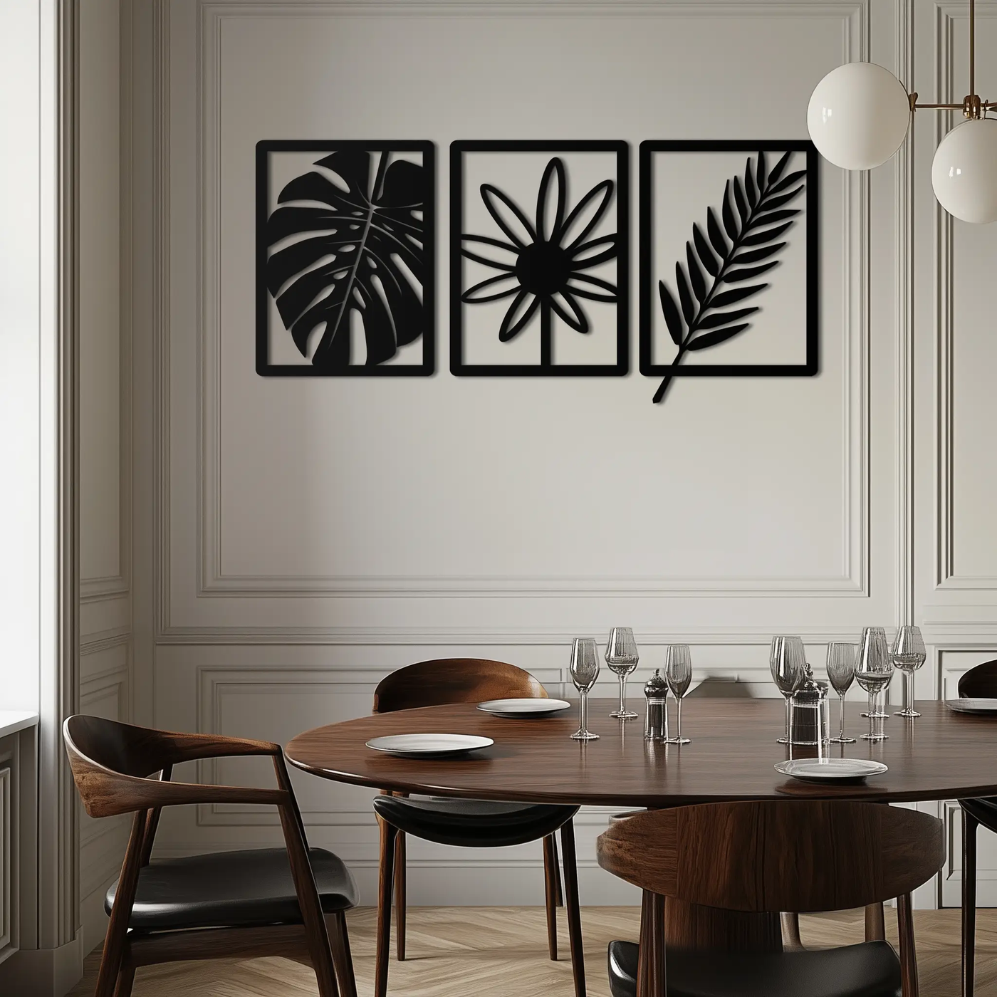 Botanical Metal Wall Art Set - Nature-Inspired Minimalist Decor - KAF198 by Enova Art