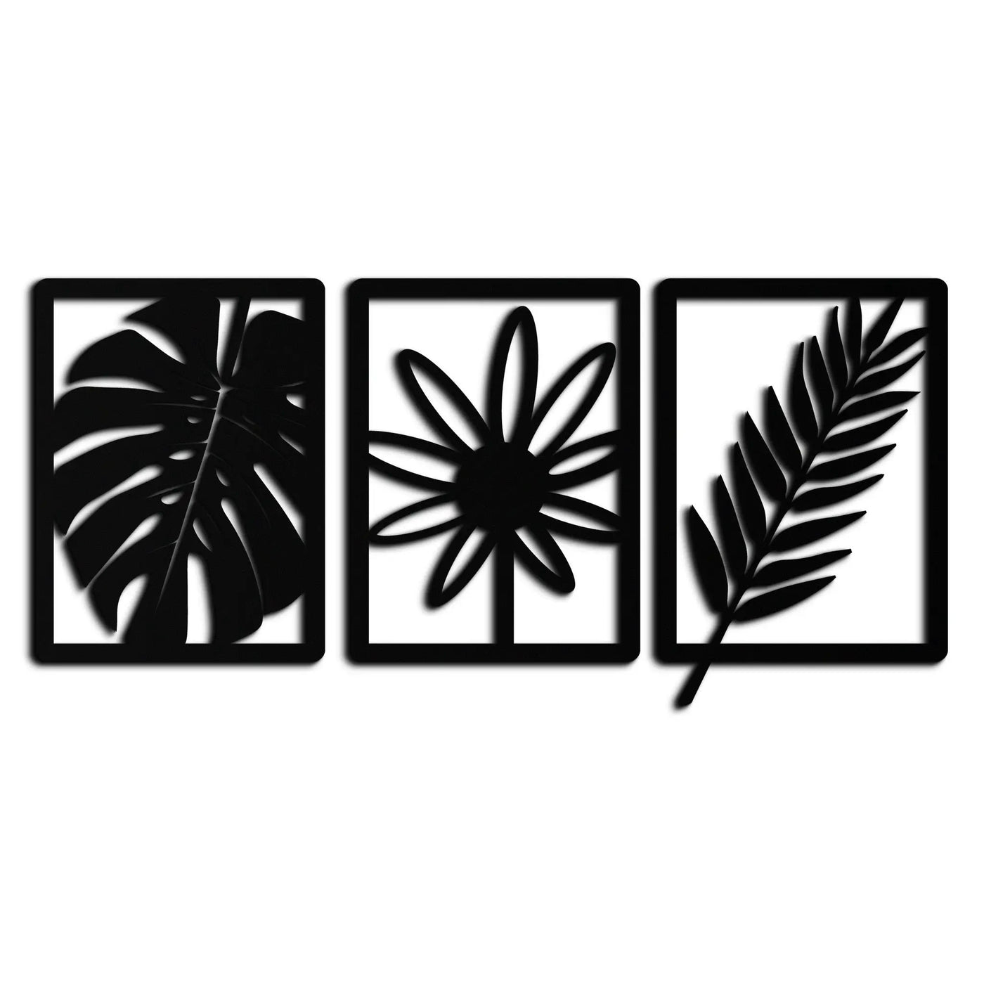 Botanical Metal Wall Art Set - Nature-Inspired Minimalist Decor - KAF198 by Enova Art