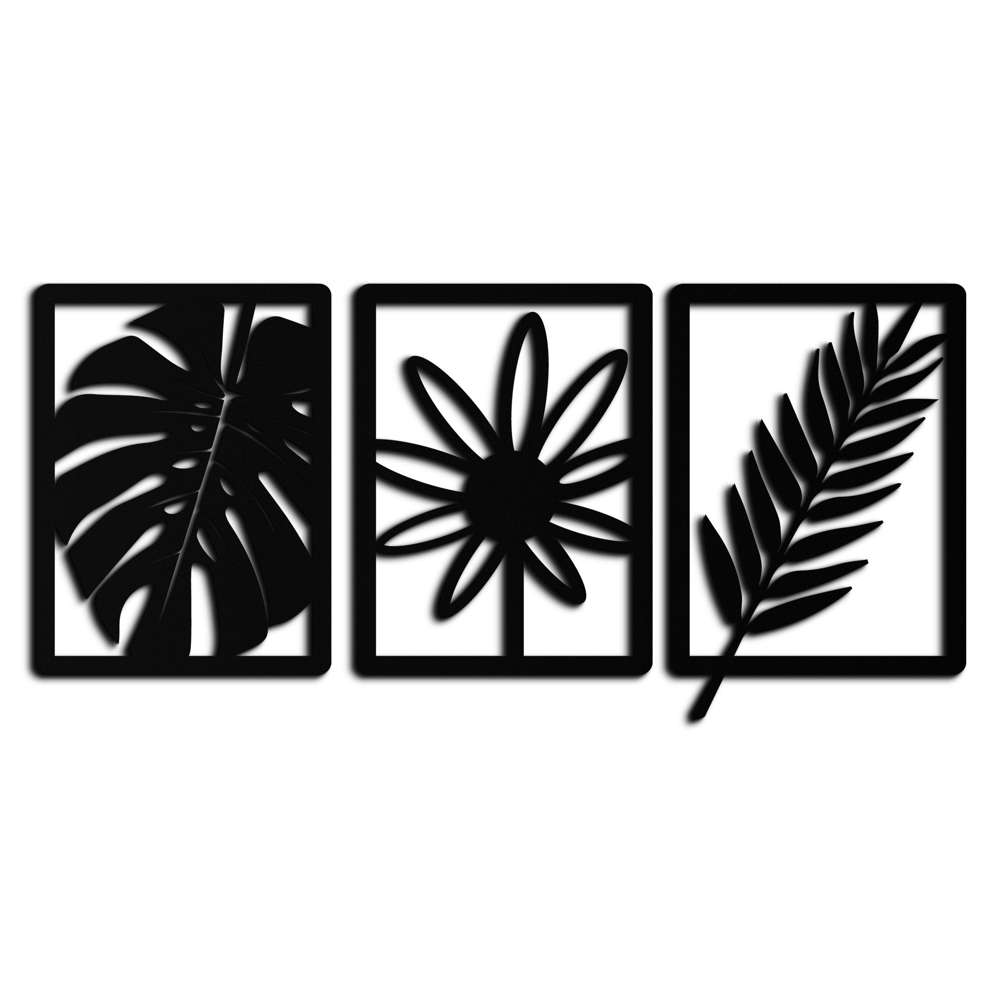 Botanical Metal Wall Art Set - Nature-Inspired Minimalist Decor - KAF198 by Enova Art