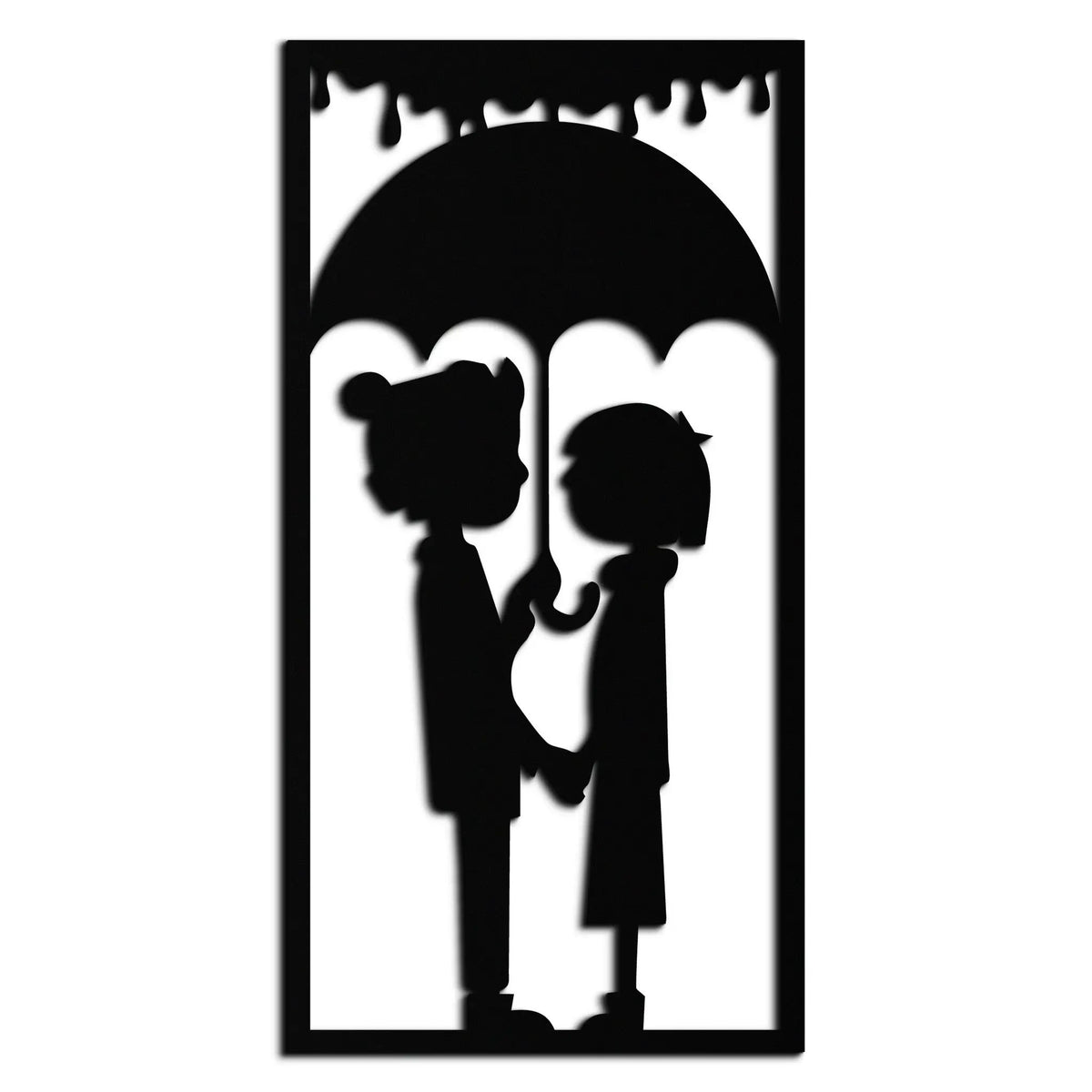 Romantic Couple Under Umbrella Metal Wall Art - Love & Rain-Inspired Decor - KAF199 by Enova Art