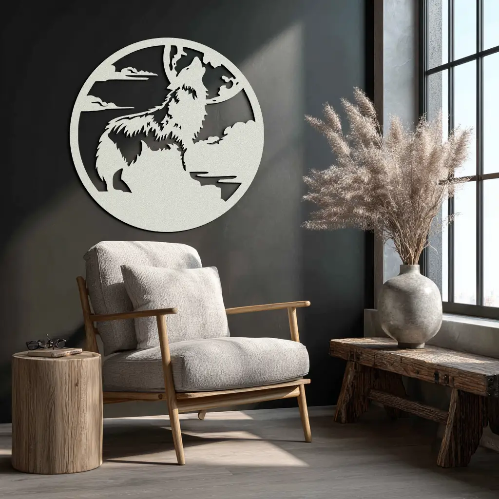 Howling Wolf Metal Wall Art - Nature-Inspired Minimalist Decor - KAF200 by Enova Art