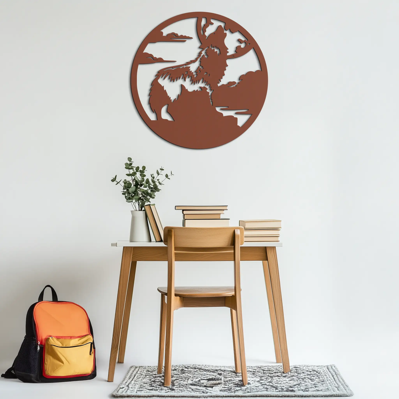 Howling Wolf Metal Wall Art - Nature-Inspired Minimalist Decor - KAF200 by Enova Art