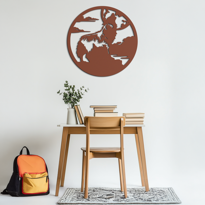 Howling Wolf Metal Wall Art - Nature-Inspired Minimalist Decor - KAF200 by Enova Art