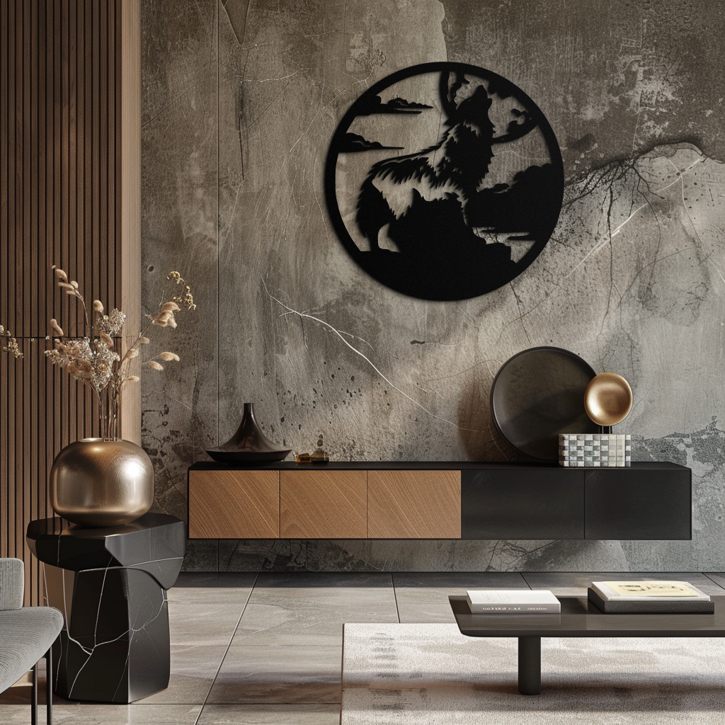 Howling Wolf Metal Wall Art - Nature-Inspired Minimalist Decor - KAF200 by Enova Art