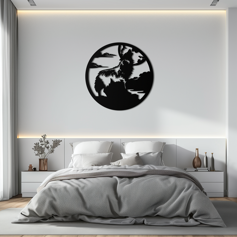 Howling Wolf Metal Wall Art - Nature-Inspired Minimalist Decor - KAF200 by Enova Art
