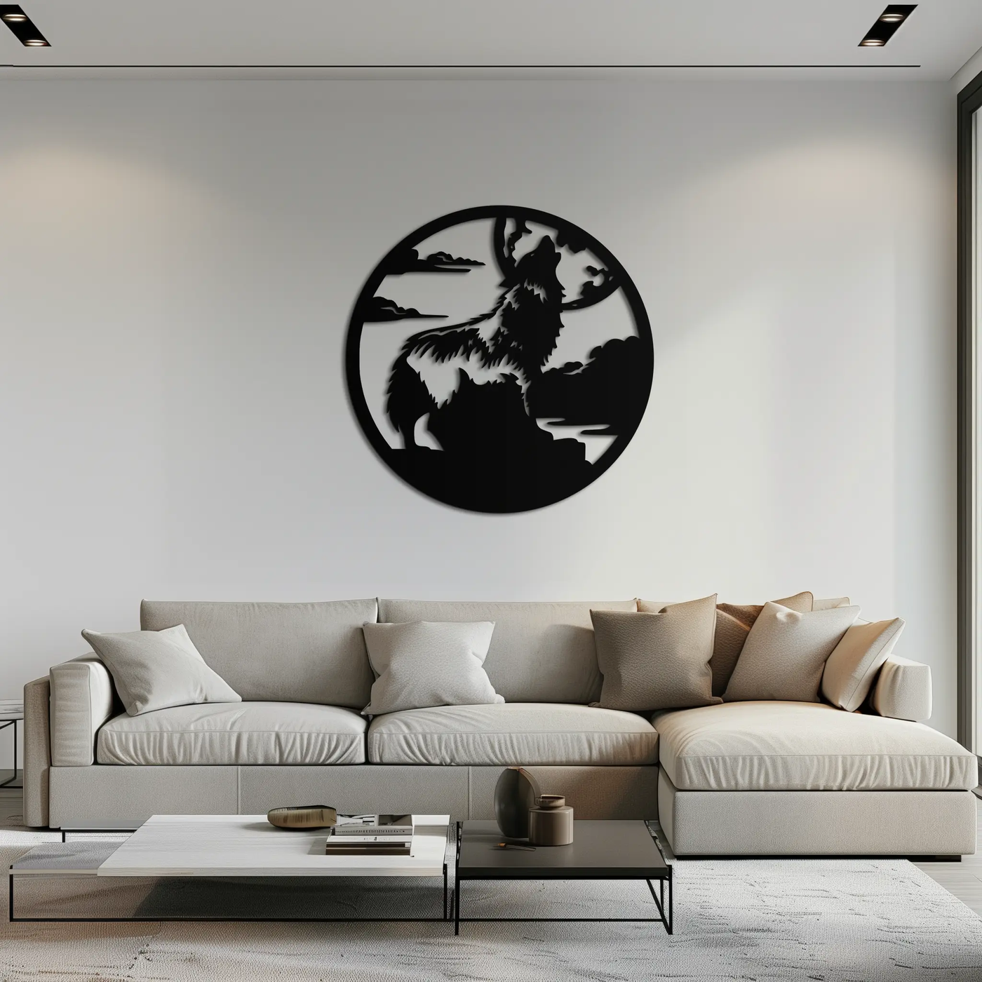 Howling Wolf Metal Wall Art - Nature-Inspired Minimalist Decor - KAF200 by Enova Art