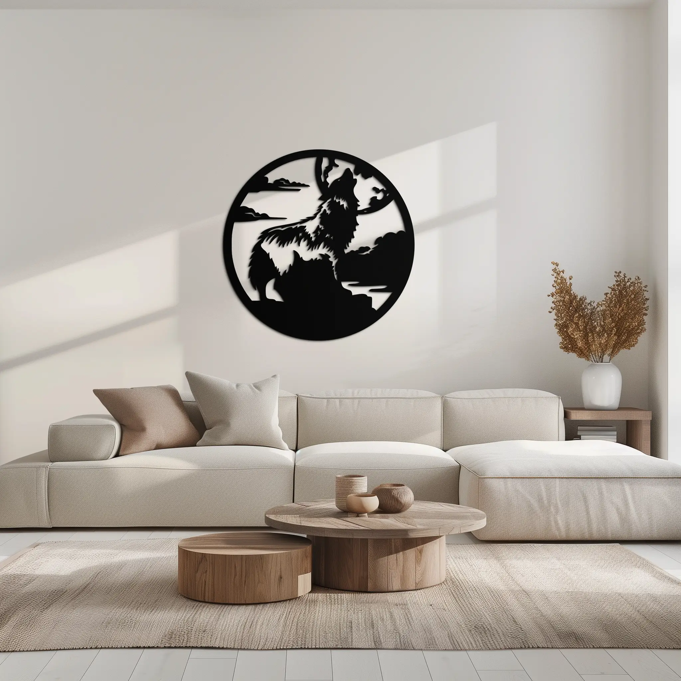 Howling Wolf Metal Wall Art - Nature-Inspired Minimalist Decor - KAF200 by Enova Art