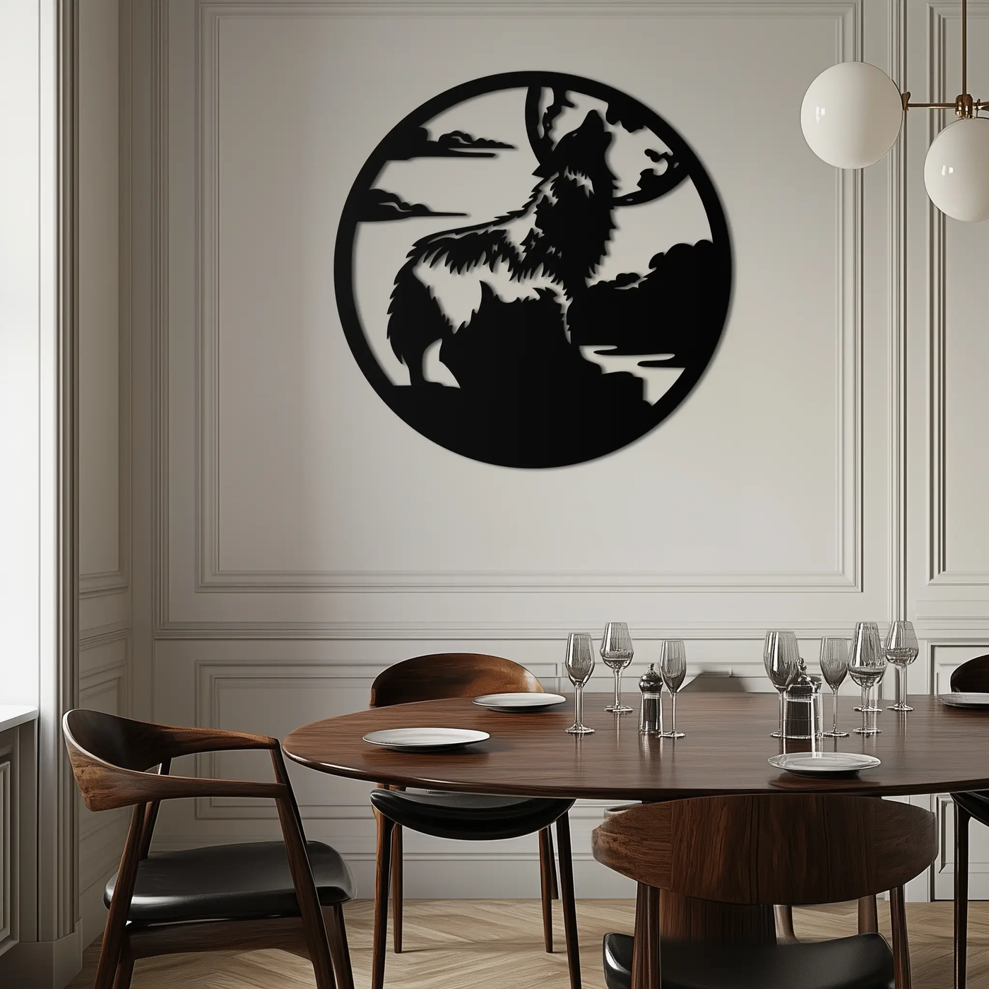 Howling Wolf Metal Wall Art - Nature-Inspired Minimalist Decor - KAF200 by Enova Art
