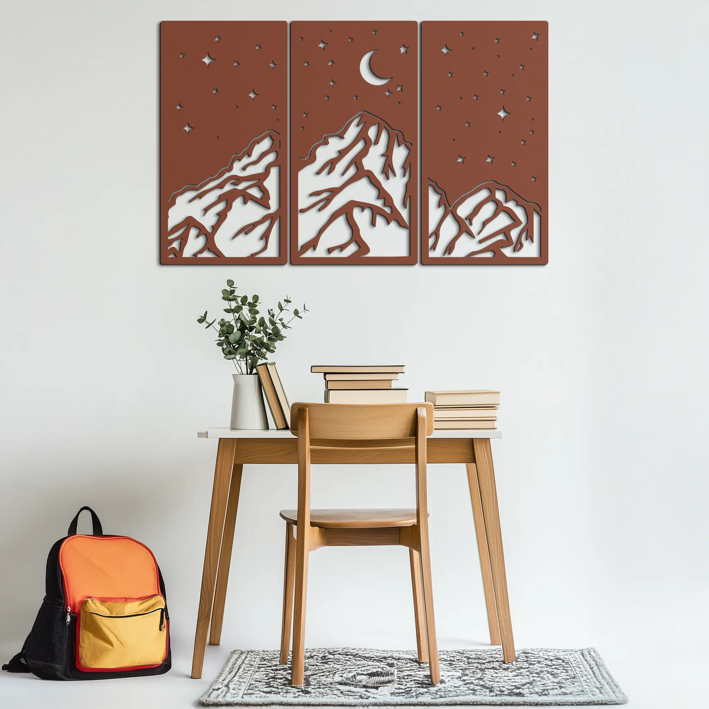 Mountain Nightscape Metal Wall Art - 3-Panel Modern Wall Decor - KAF202 by Enova Art