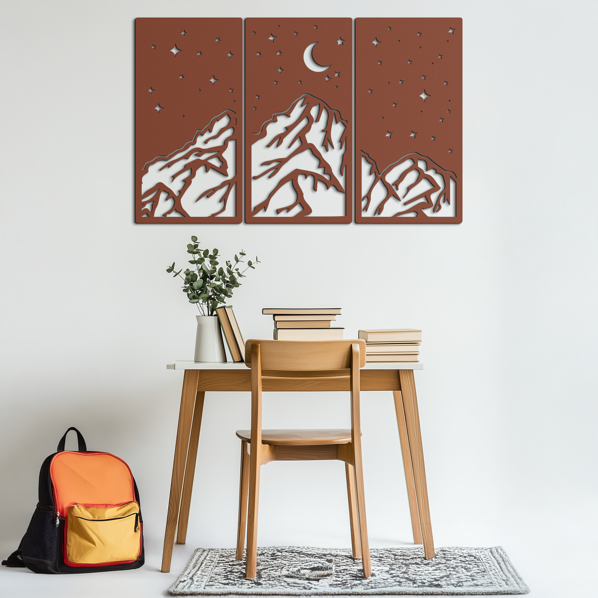Mountain Nightscape Metal Wall Art - 3-Panel Modern Wall Decor - KAF202 by Enova Art