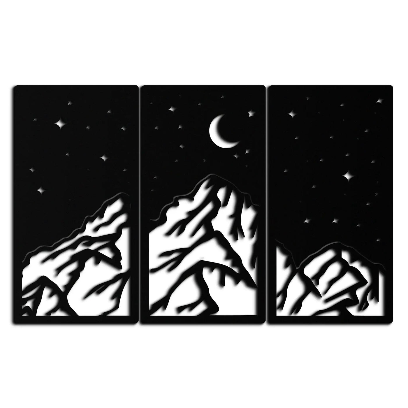 Mountain Nightscape Metal Wall Art - 3-Panel Modern Wall Decor - KAF202 by Enova Art