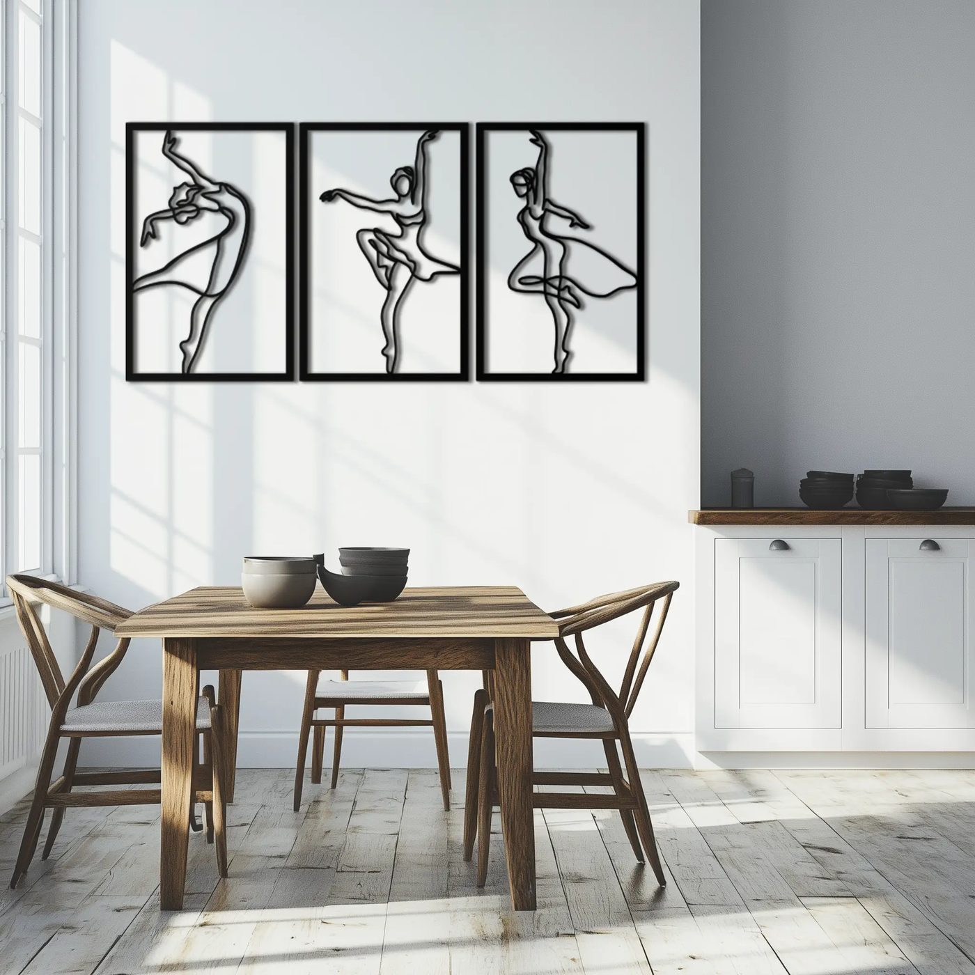 Elegant Ballerina Trio Metal Wall Art - Graceful Dance Silhouettes - KAF205 by Enova Art
