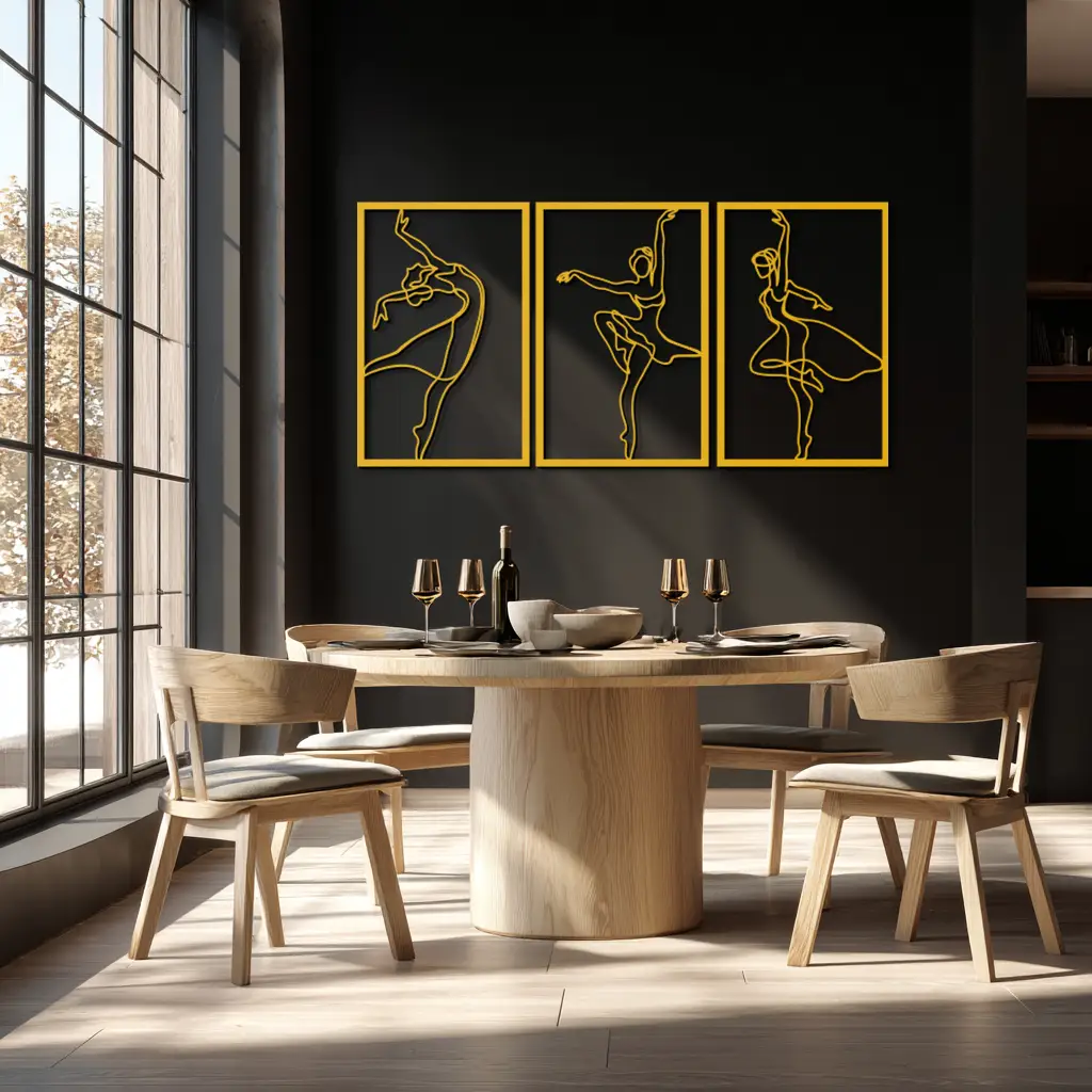 Elegant Ballerina Trio Metal Wall Art - Graceful Dance Silhouettes - KAF205 by Enova Art