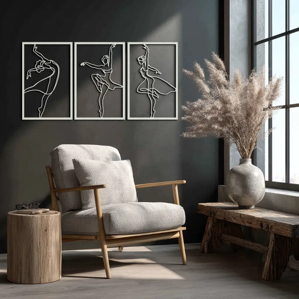 Elegant Ballerina Trio Metal Wall Art - Graceful Dance Silhouettes - KAF205 by Enova Art