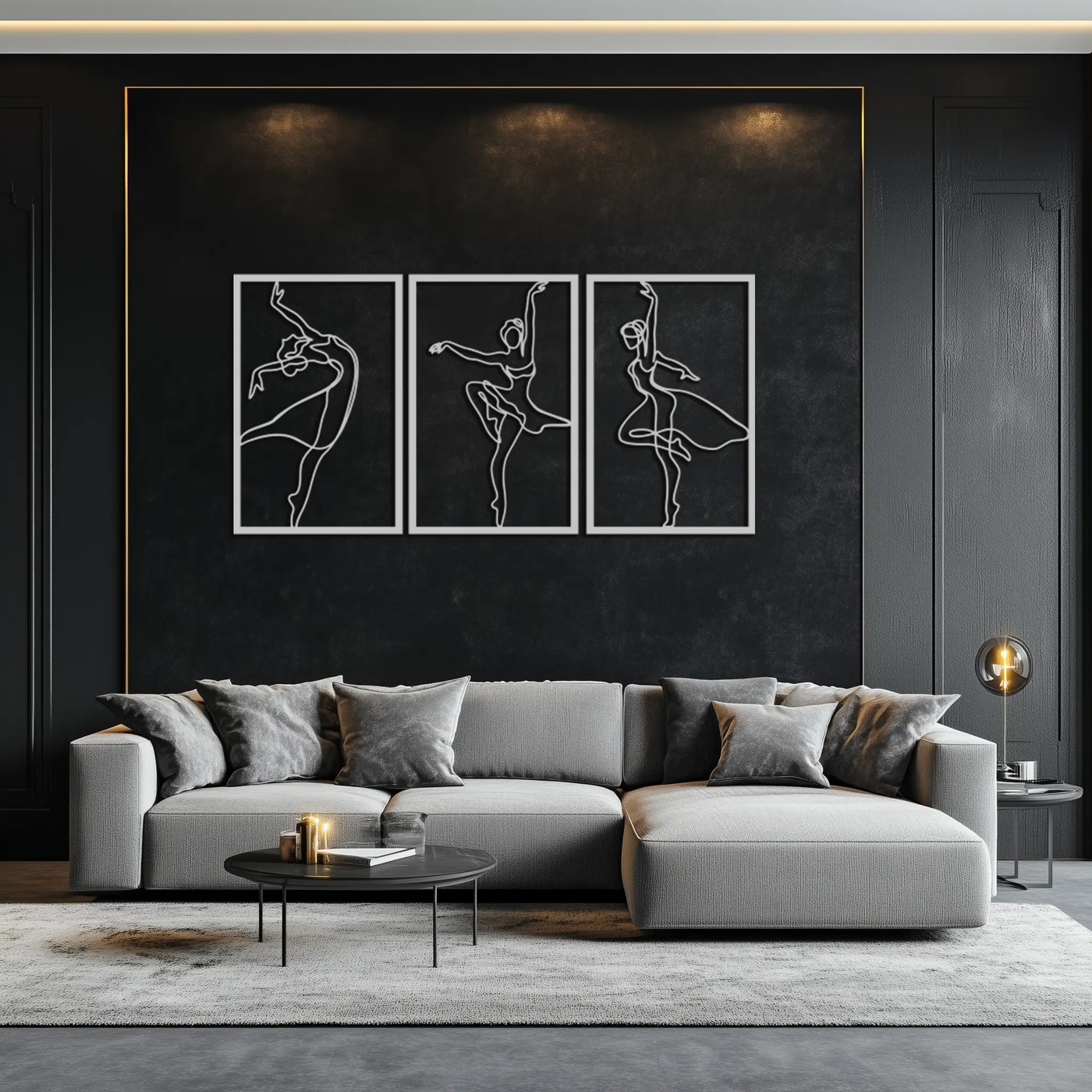 Elegant Ballerina Trio Metal Wall Art - Graceful Dance Silhouettes - KAF205 by Enova Art