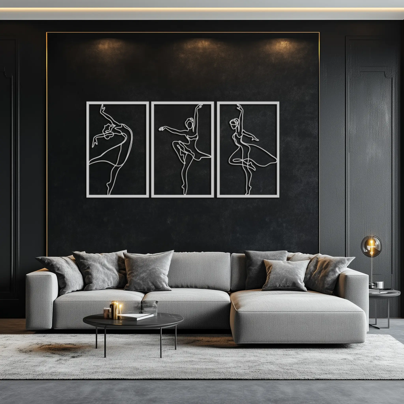 Elegant Ballerina Trio Metal Wall Art - Graceful Dance Silhouettes - KAF205 by Enova Art