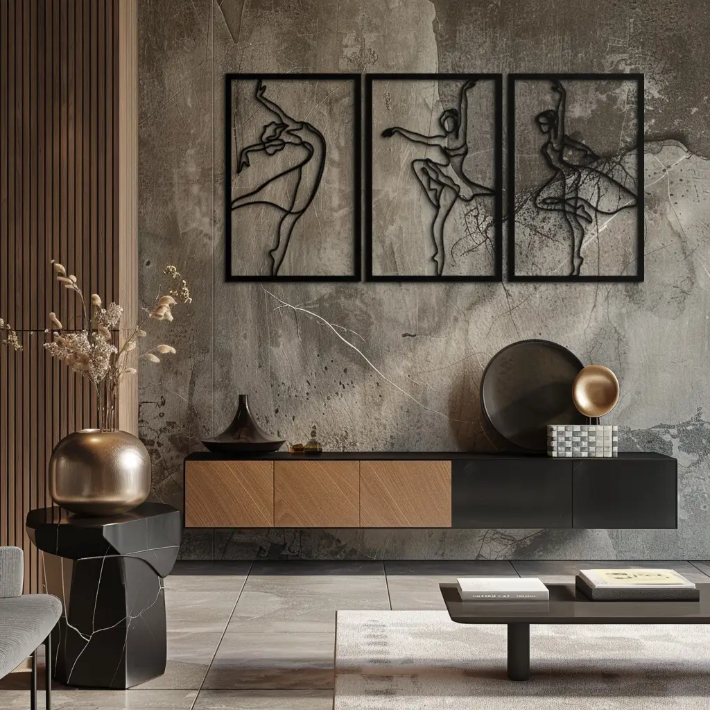 Elegant Ballerina Trio Metal Wall Art - Graceful Dance Silhouettes - KAF205 by Enova Art