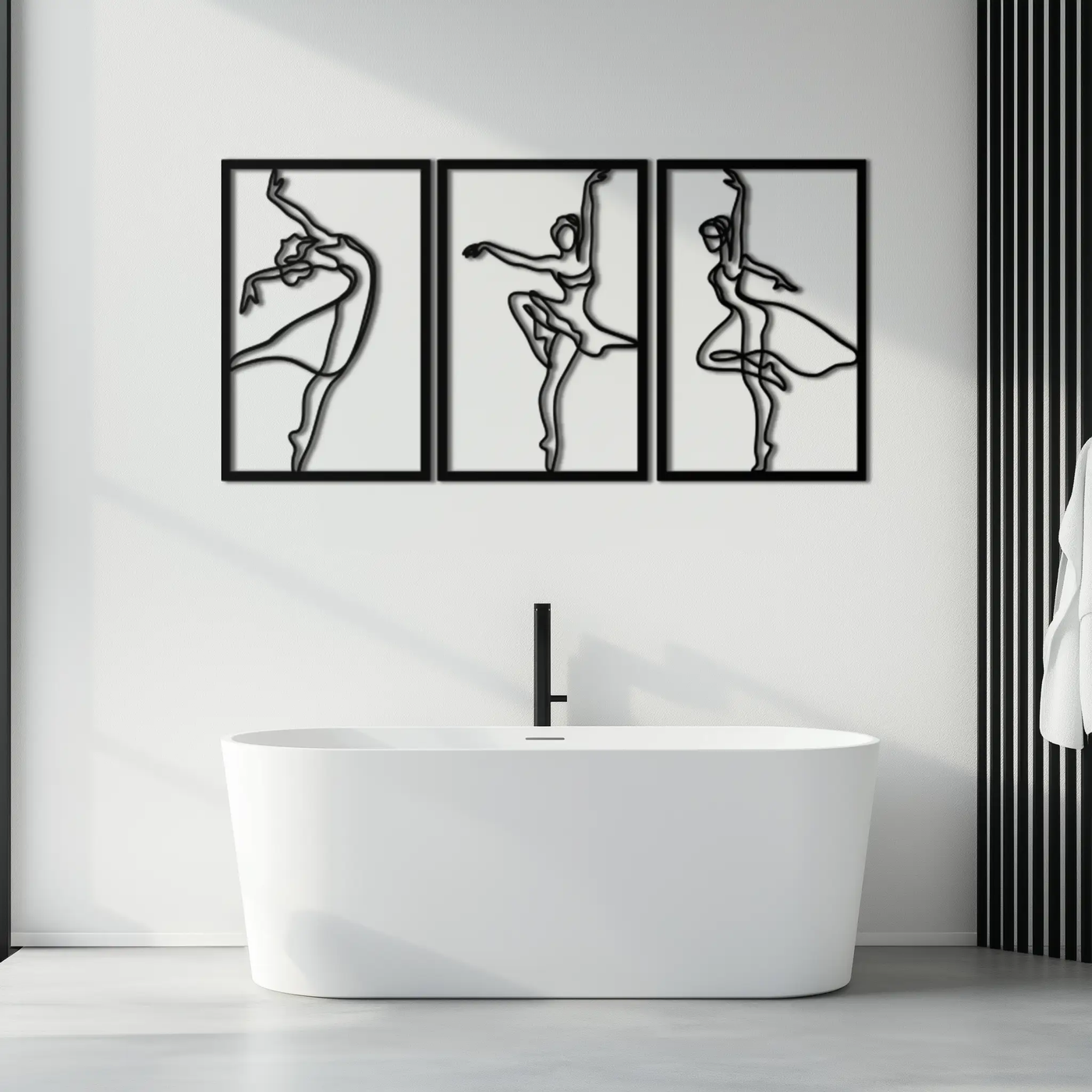 Elegant Ballerina Trio Metal Wall Art - Graceful Dance Silhouettes - KAF205 by Enova Art