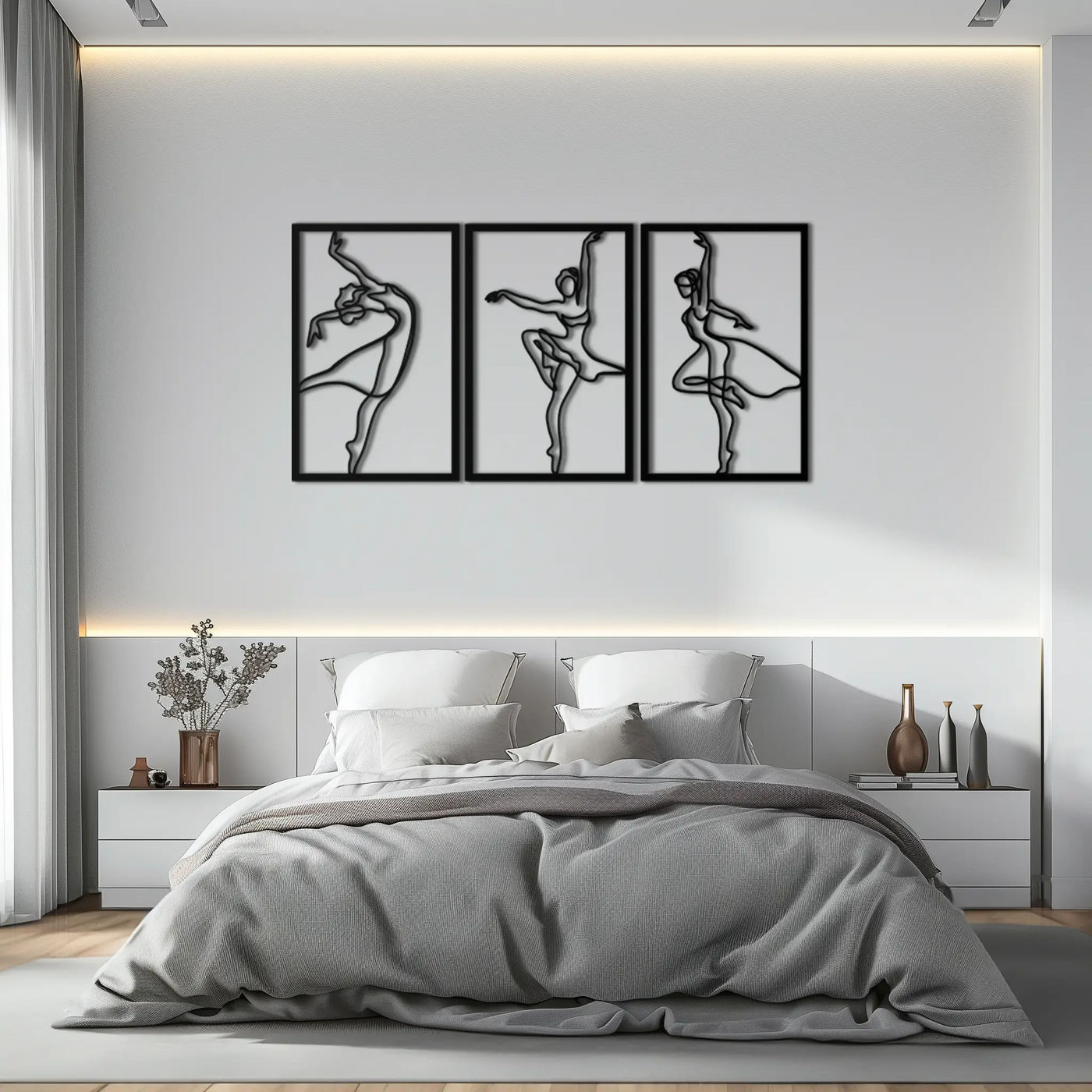 Elegant Ballerina Trio Metal Wall Art - Graceful Dance Silhouettes - KAF205 by Enova Art
