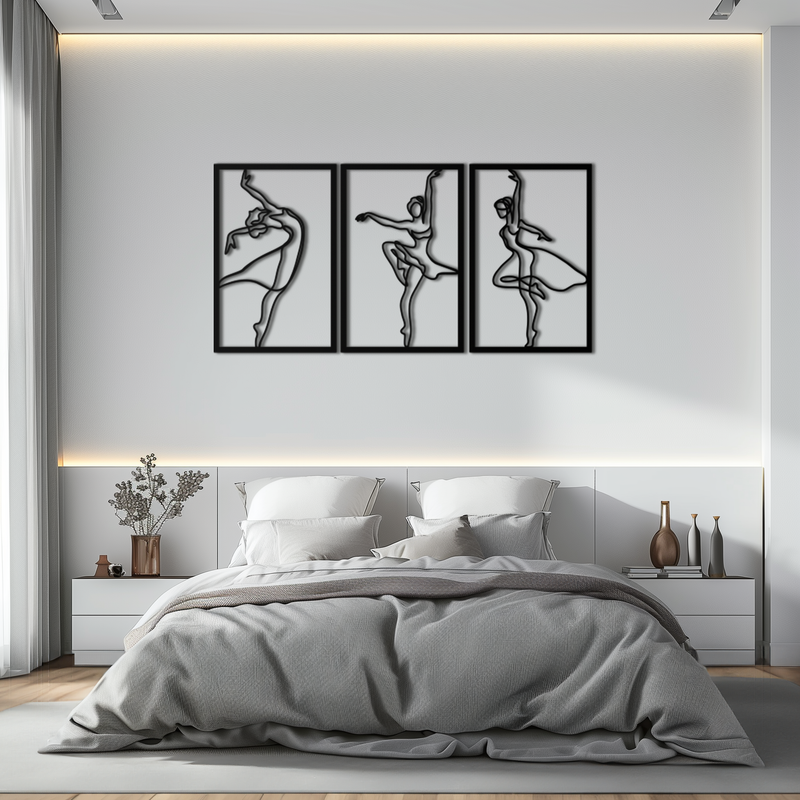 Elegant Ballerina Trio Metal Wall Art - Graceful Dance Silhouettes - KAF205 by Enova Art
