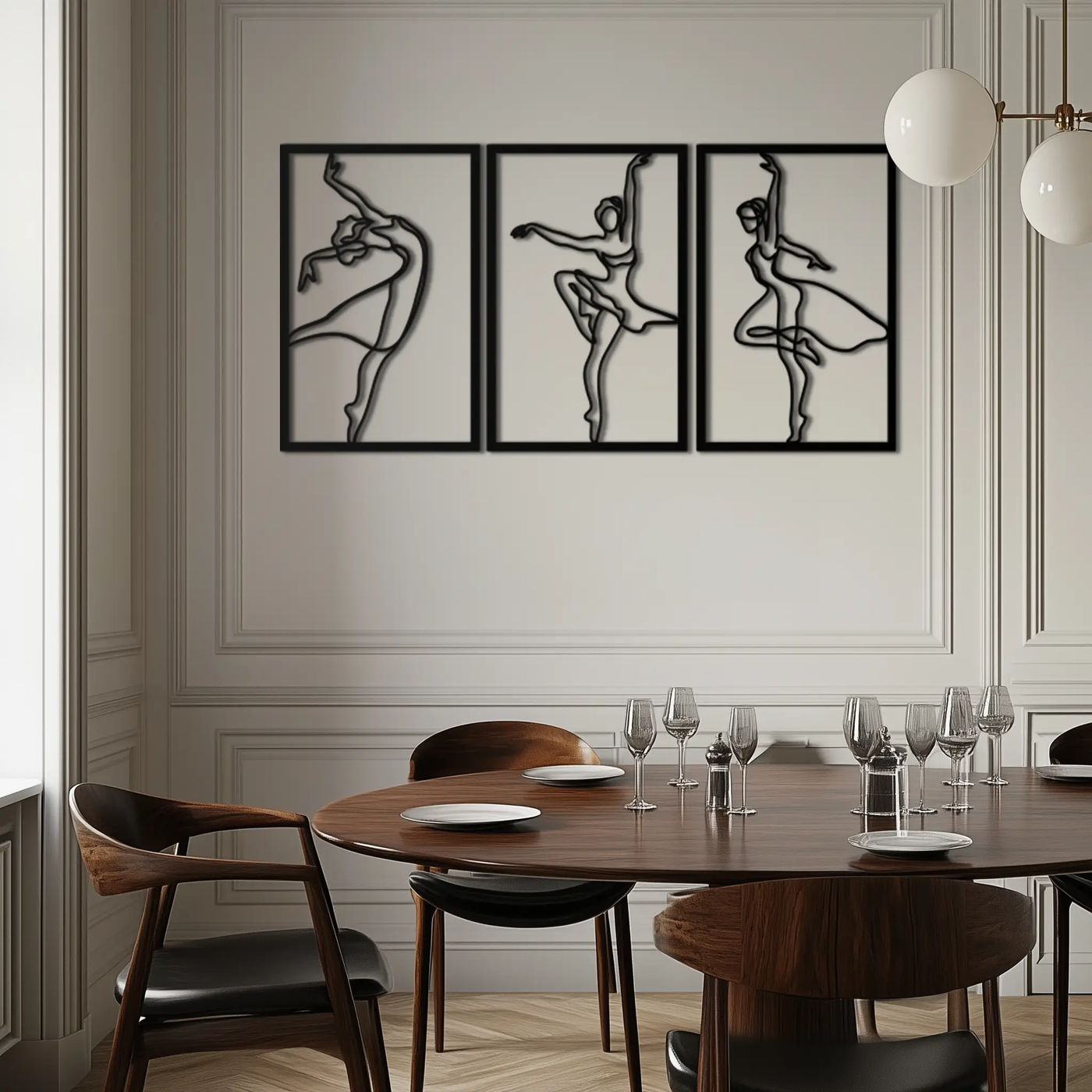 Elegant Ballerina Trio Metal Wall Art - Graceful Dance Silhouettes - KAF205 by Enova Art