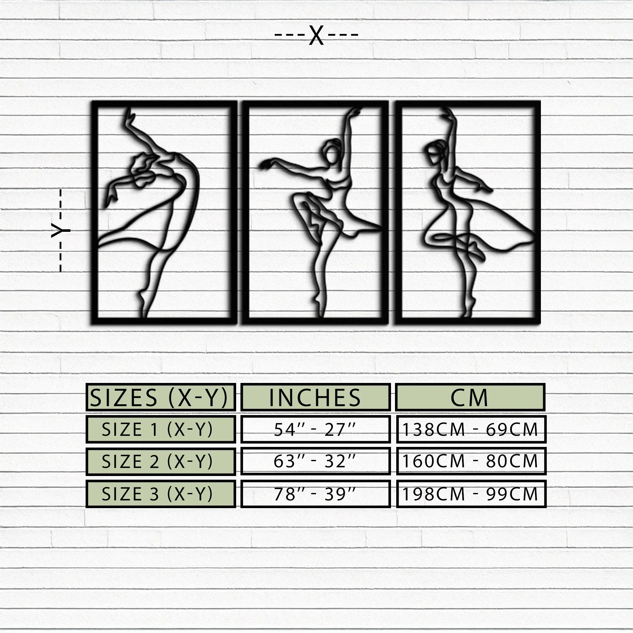 Elegant Ballerina Trio Metal Wall Art - Graceful Dance Silhouettes - KAF205 by Enova Art