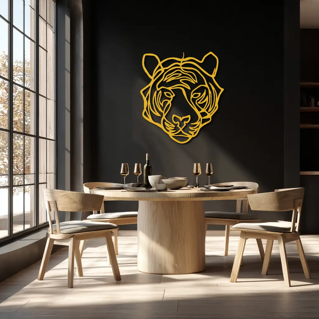 Geometric Tiger Metal Wall Art - Modern Minimalist Decor - KAF207 by Enova Art