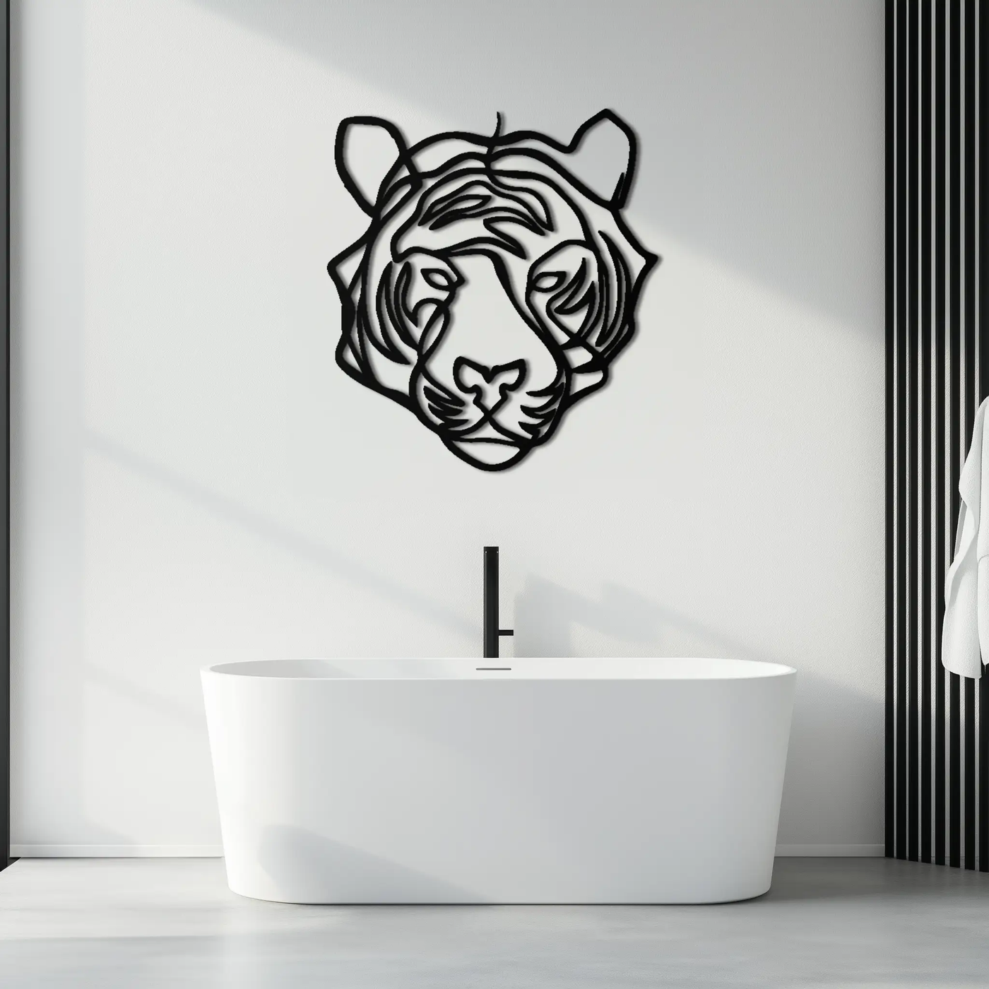 Geometric Tiger Metal Wall Art - Modern Minimalist Decor - KAF207 by Enova Art