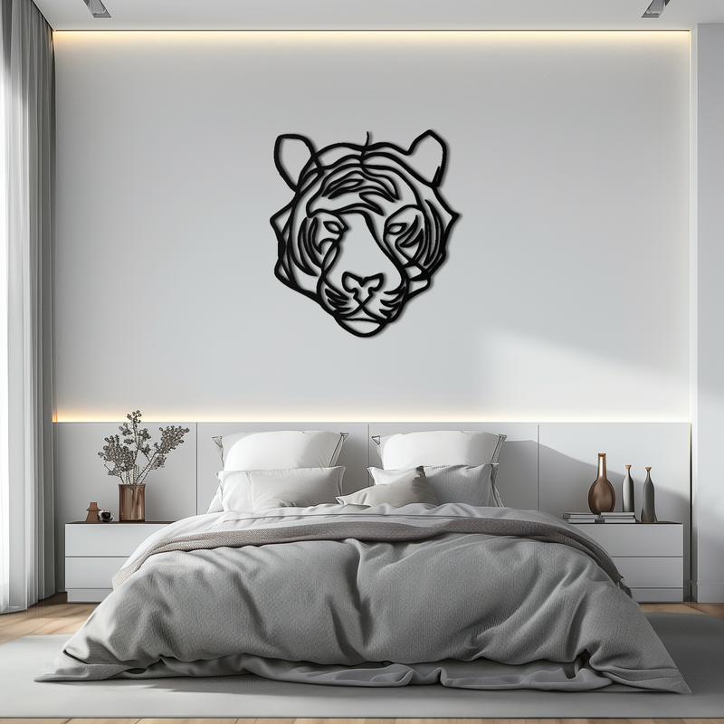 Geometric Tiger Metal Wall Art - Modern Minimalist Decor - KAF207 by Enova Art
