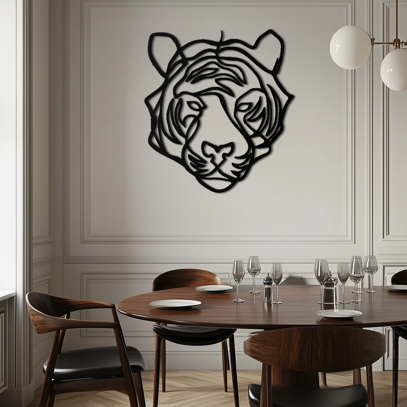 Geometric Tiger Metal Wall Art - Modern Minimalist Decor - KAF207 by Enova Art