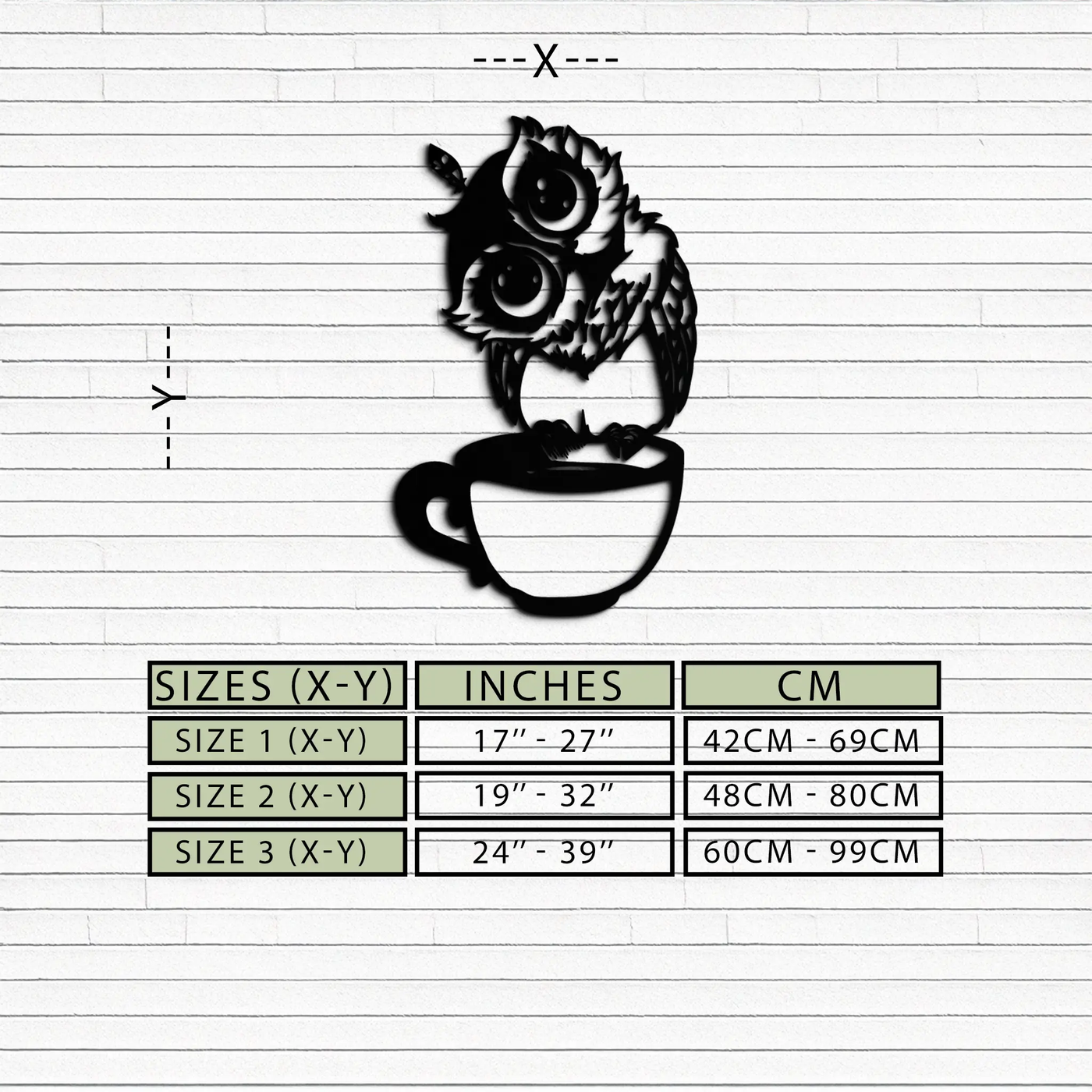 Sleepy Owl in Coffee Cup - Quirky Metal Wall Art for Coffee Lovers & Night Owls - KAF208 by Enova Art