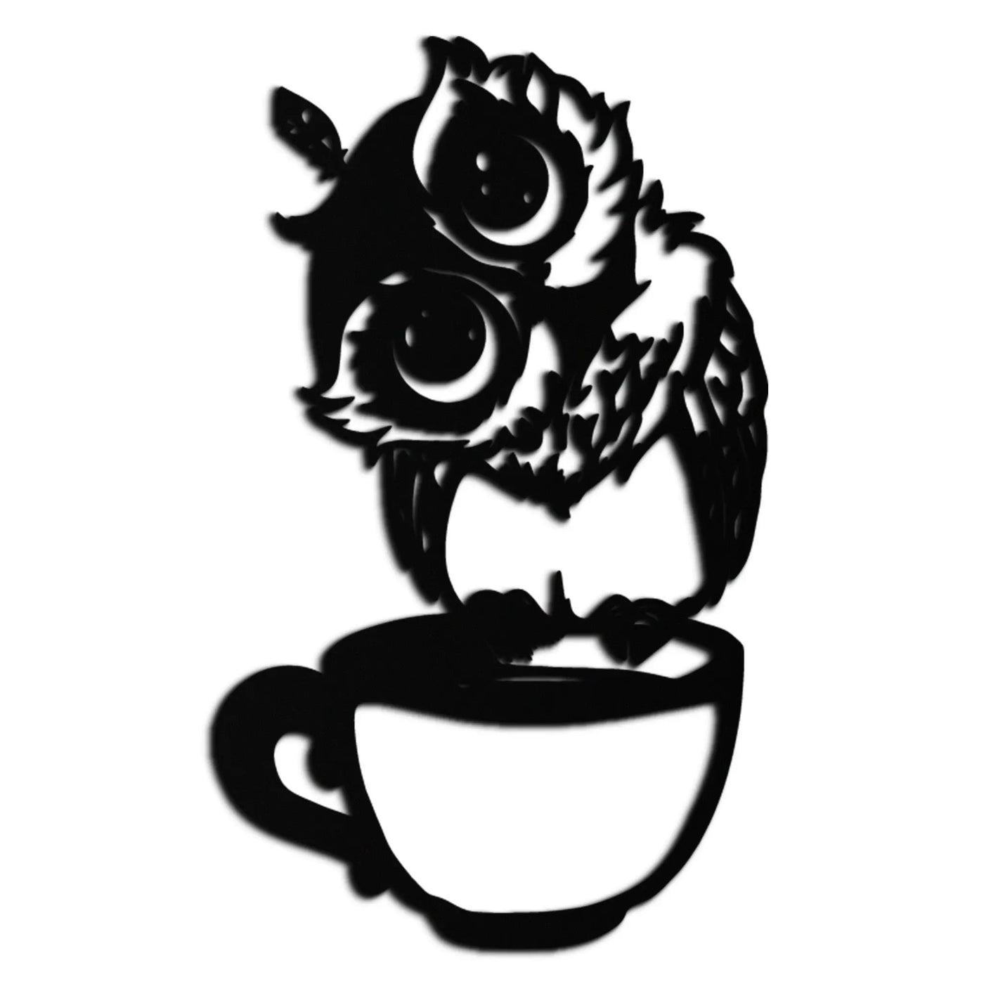 Sleepy Owl in Coffee Cup - Quirky Metal Wall Art for Coffee Lovers & Night Owls - KAF208 by Enova Art