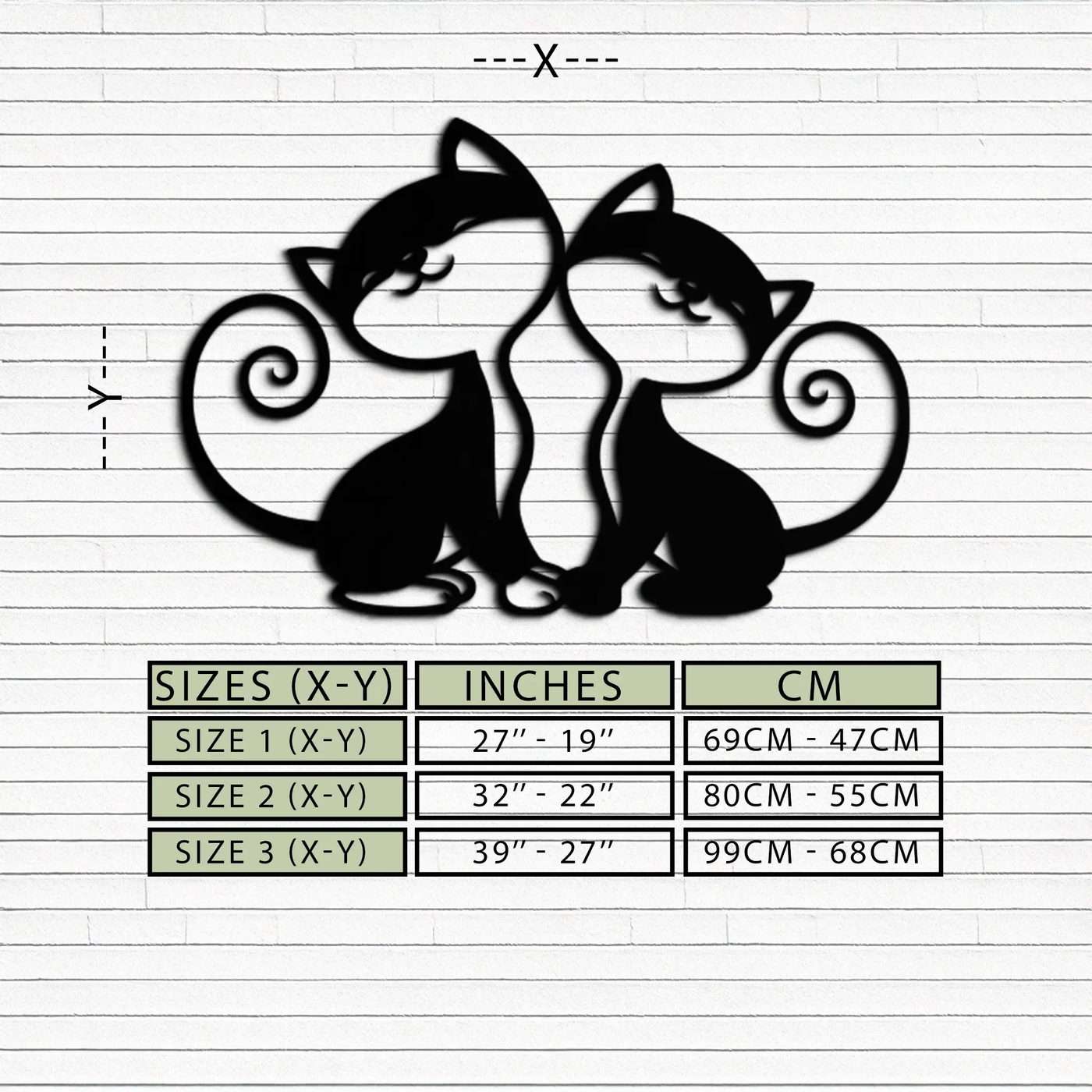 Romantic Cat Couple Metal Wall Art - Elegant Feline Silhouette Decor - KAF209 by Enova Art