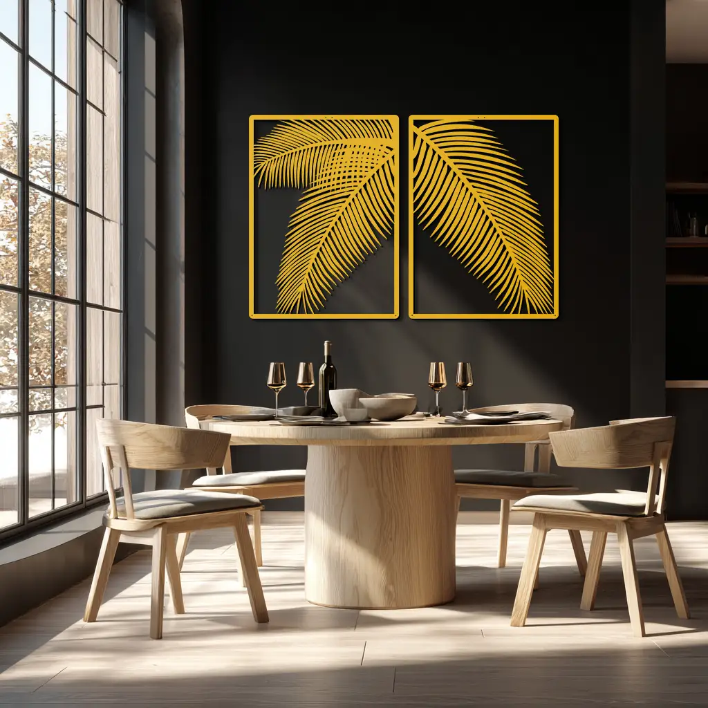 Palm Leaf Metal Wall Art – Tropical Minimalist Decor - KAF212 by Enova Art