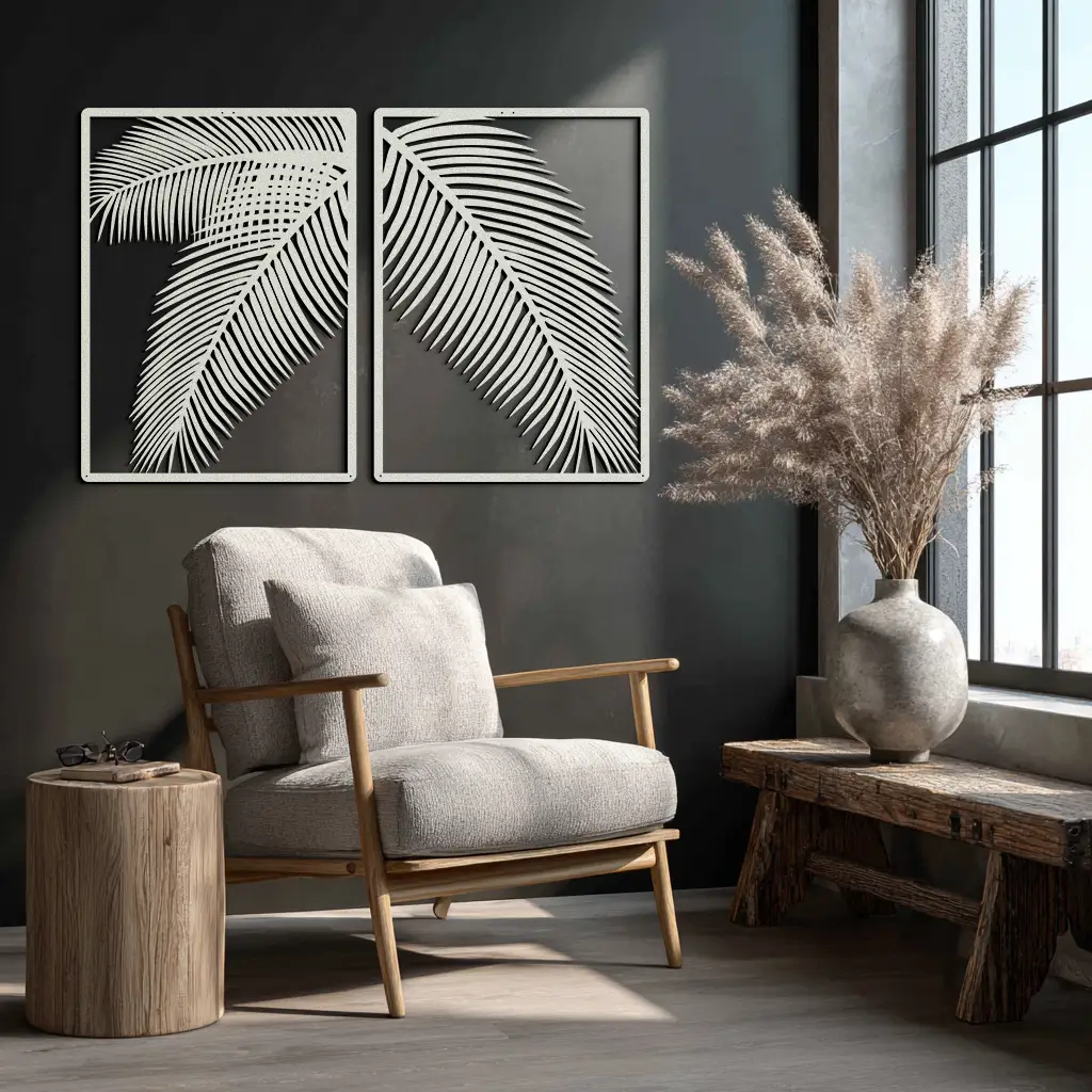 Palm Leaf Metal Wall Art – Tropical Minimalist Decor - KAF212 by Enova Art