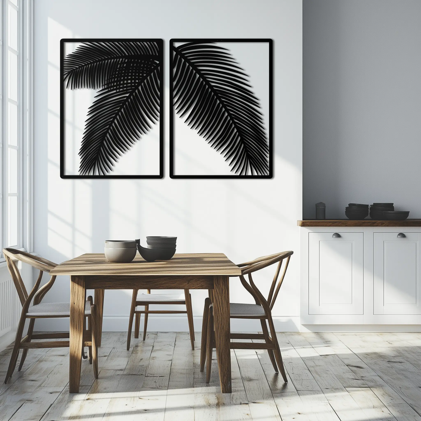 Palm Leaf Metal Wall Art – Tropical Minimalist Decor - KAF212 by Enova Art
