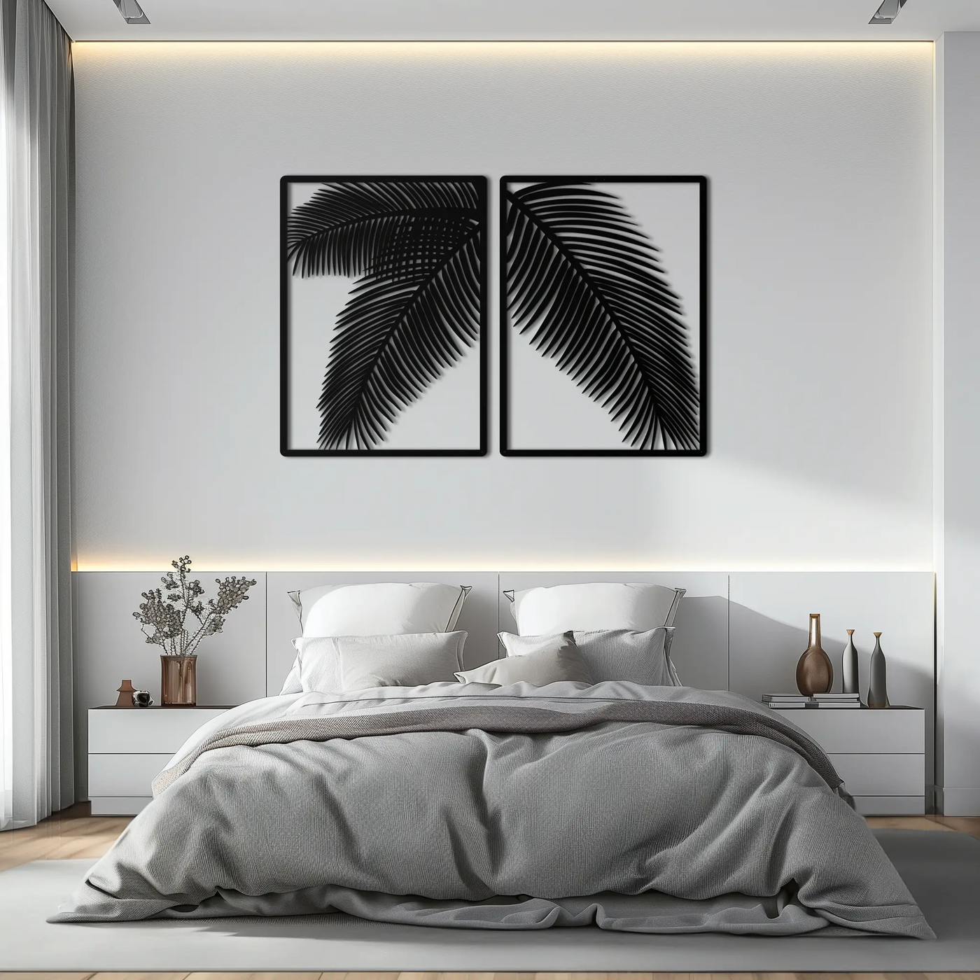 Palm Leaf Metal Wall Art – Tropical Minimalist Decor - KAF212 by Enova Art