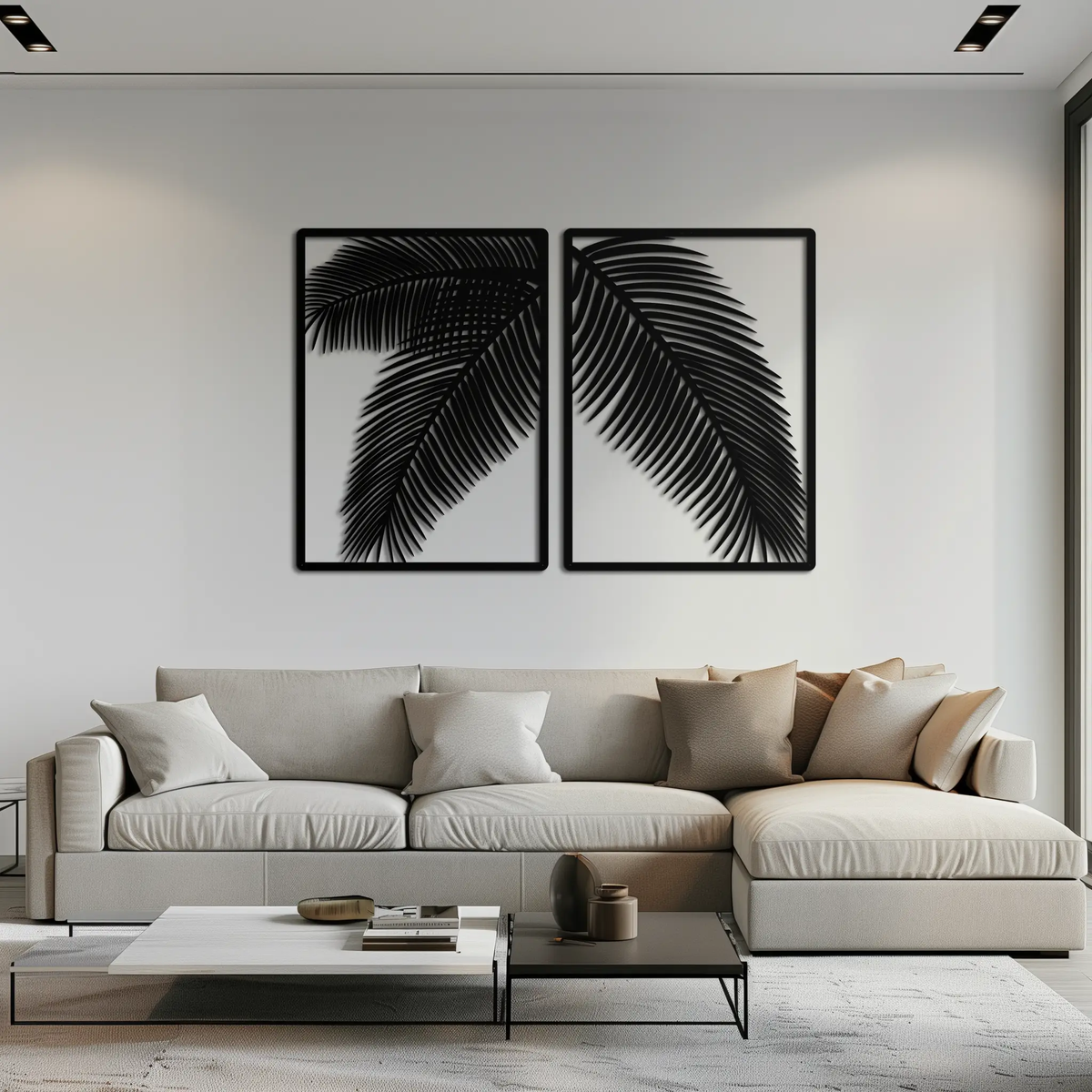 Palm Leaf Metal Wall Art – Tropical Minimalist Decor - KAF212 by Enova Art