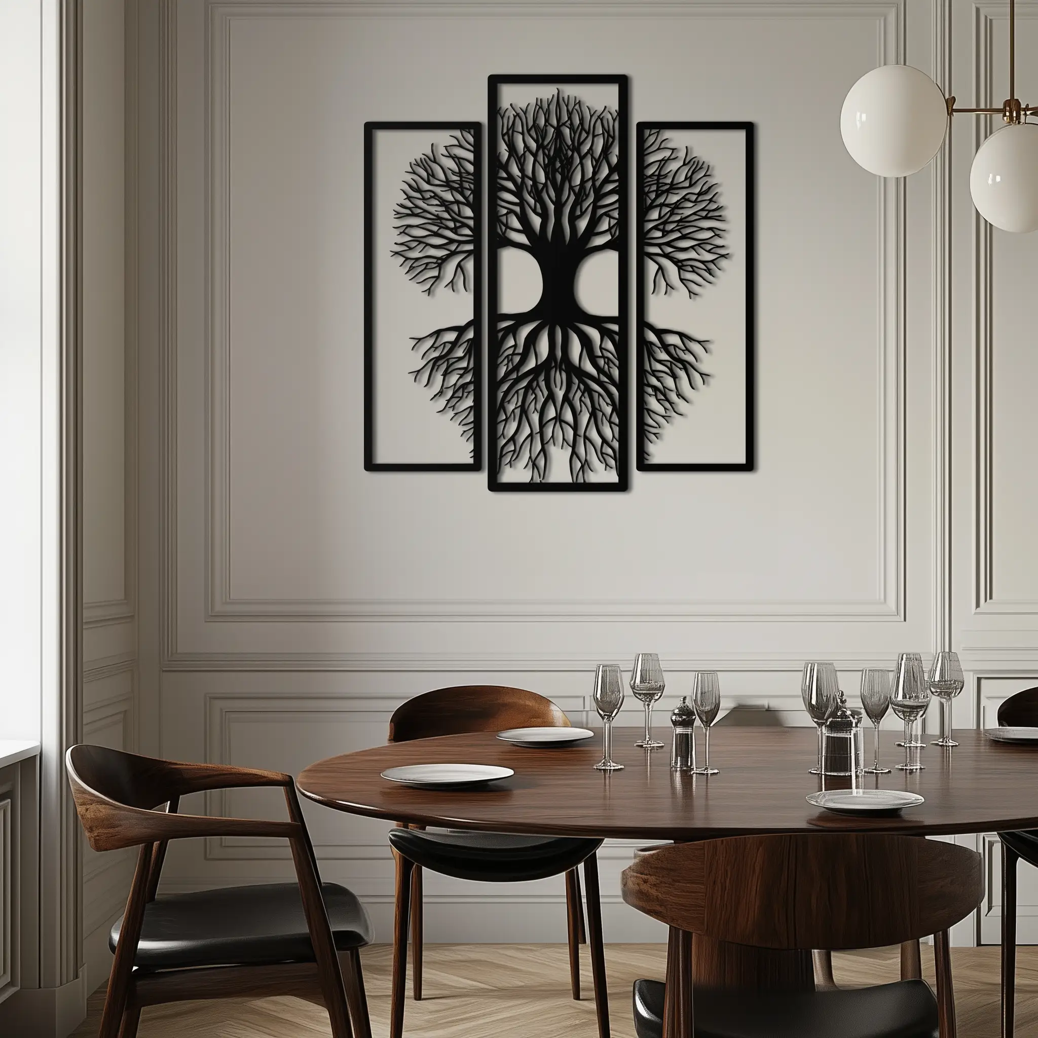 Tree of Life Metal Wall Art – 3-Panel Nature Decor - KAF214 by Enova Art