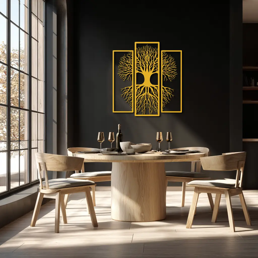 Tree of Life Metal Wall Art – 3-Panel Nature Decor - KAF214 by Enova Art