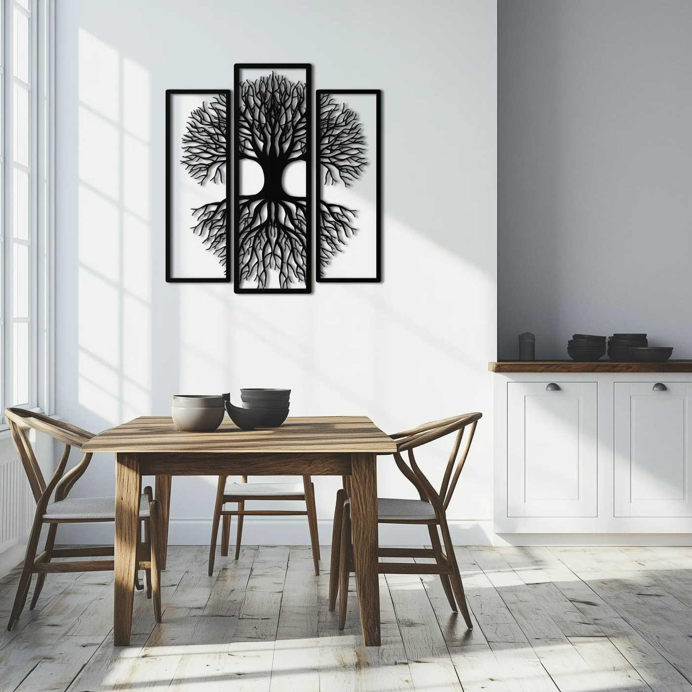 Tree of Life Metal Wall Art – 3-Panel Nature Decor - KAF214 by Enova Art