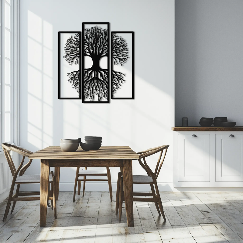 Tree of Life Metal Wall Art – 3-Panel Nature Decor - KAF214 by Enova Art