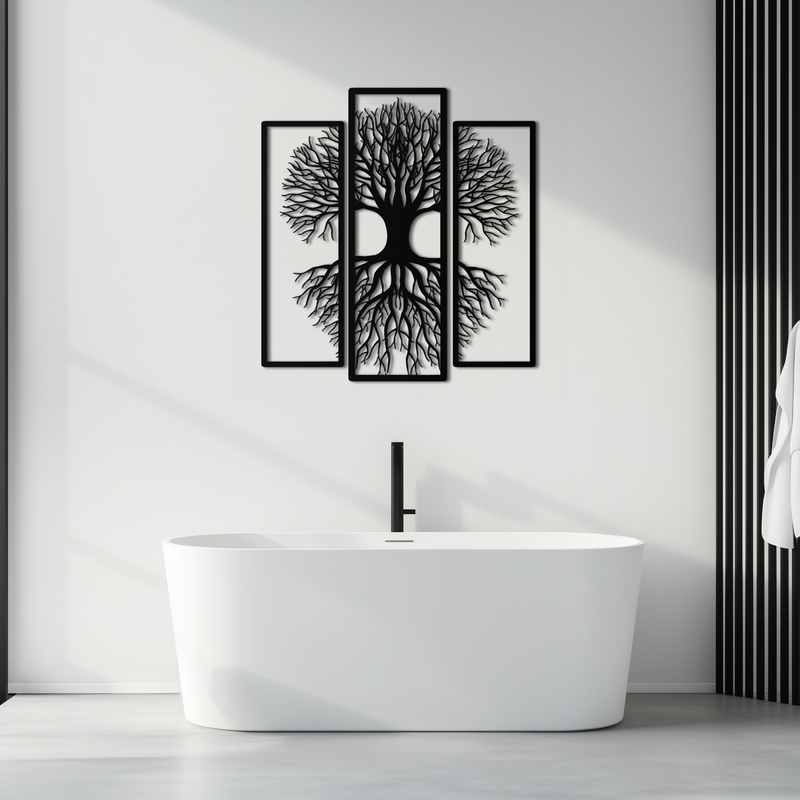Tree of Life Metal Wall Art – 3-Panel Nature Decor - KAF214 by Enova Art