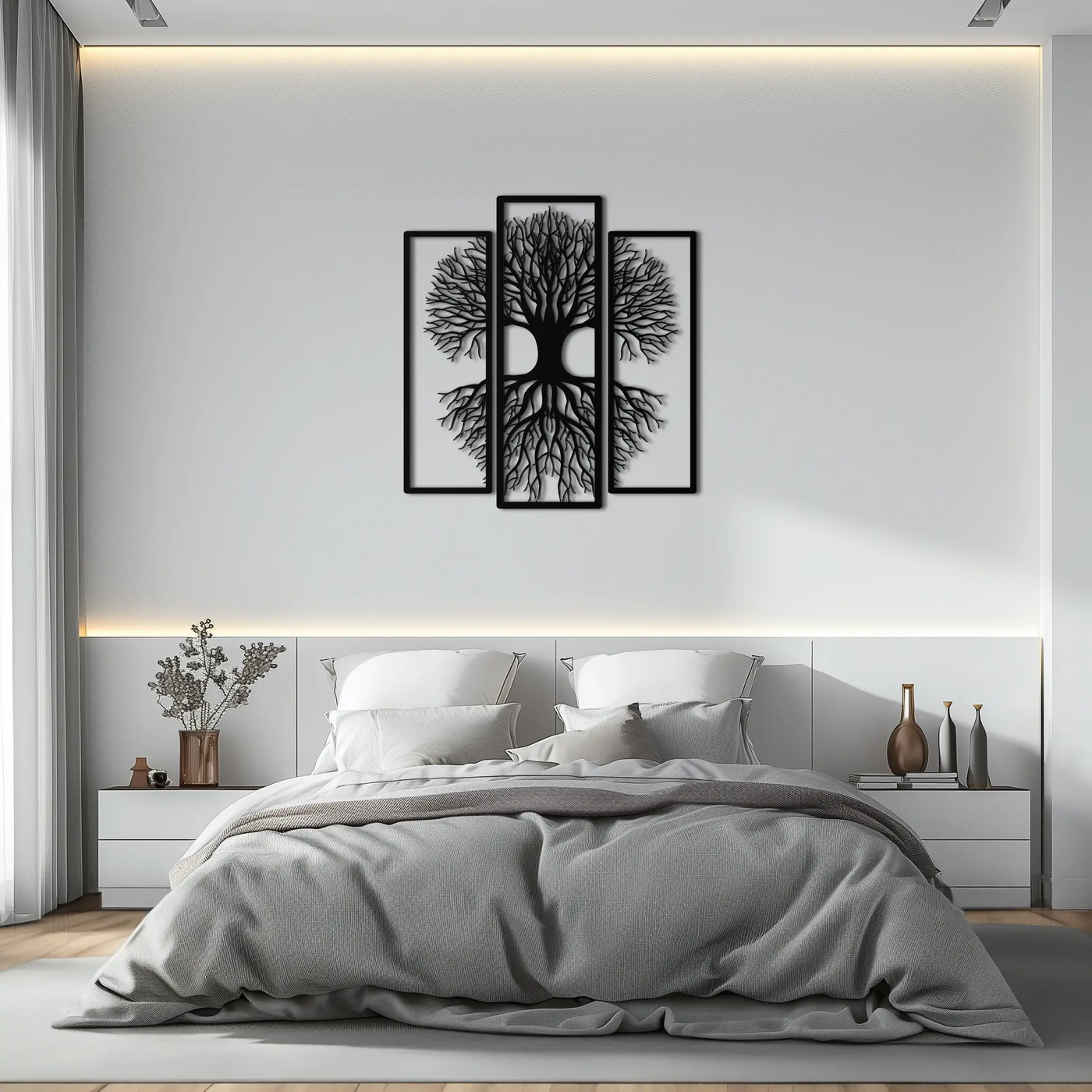 Tree of Life Metal Wall Art – 3-Panel Nature Decor - KAF214 by Enova Art
