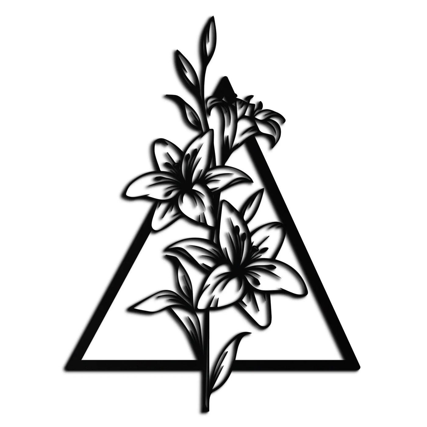 Floral Geometric Metal Wall Art – Elegant Lily Design - KAF215 by Enova Art
